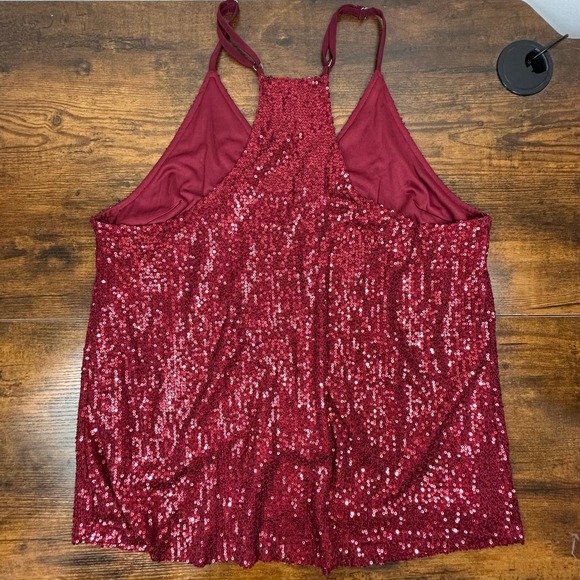 Y2K MobWife McBling Sequin Racer Back Sleeveless Cami Tank Top Holiday Party XL - Picture 3 of 5